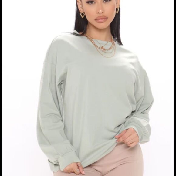 NWT Fashion Nova Paparazzi Long sleeve top sage green size small - Picture 1 of 7